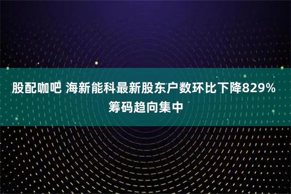 股配咖吧 海新能科最新股东户数环比下降829% 筹码趋向集中